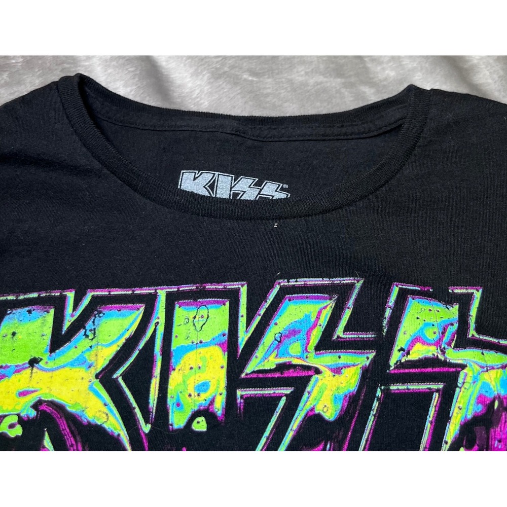 KISS Destroyer Band T-Shirt Mens Medium Black Neon Graphic Mad Engine 2023 Rock - Picture 5 of 10